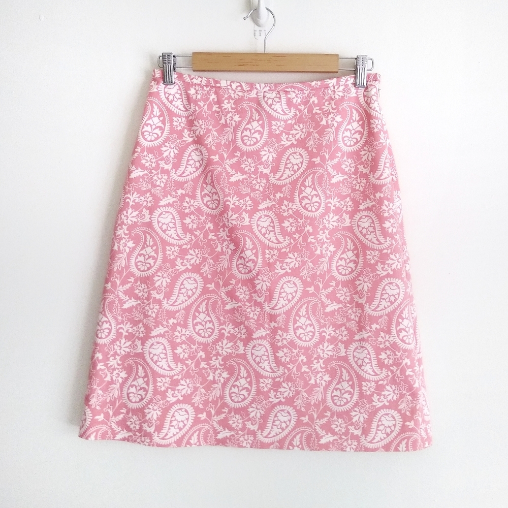 Brooks Brothers A-line skirt coral paisley 4